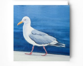 Seagull greeting card – Seagull art card – Birds – Seagulls – Herring gull