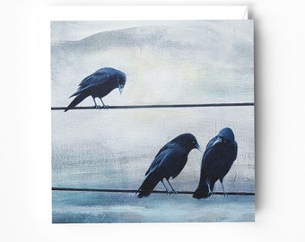 Crow greeting card – Corvid card – Birds - Crow