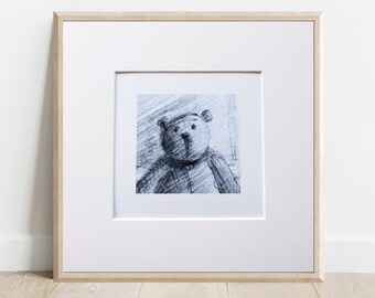 Teddy bear original drawing - Bear art print - Teddy bear illustration - Teddy bear wall art print - Home décor - Teddy bear print - Gift