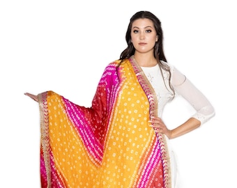 Return Gift | Bandhani Dupatta | Bandhej Print Dupatta 2.25 Meter Free Size | Bridesmaid Gift | Boho Bandhani Stole | Multi Color | Tie Dye