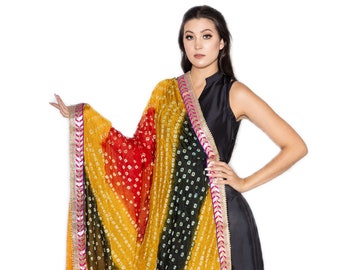 Return Gift | Bandhani Dupatta | Bandhej Print Dupatta 2.25 Meter Free Size | Bridesmaid Gift | Boho Bandhani Stole | Multi Color | Tie Dye