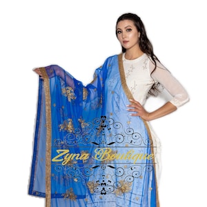 Net Embroidered Dupatta | Punjabi Dupatta with Zari Embroidery for Lehenga | Bridal Wedding Veil | Return Gift | Wedding Gift |Gift for Her