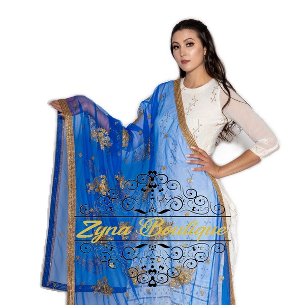Net Embroidered Dupatta | Punjabi Dupatta with Zari Embroidery for Lehenga | Bridal Wedding Veil | Return Gift | Wedding Gift |Gift for Her
