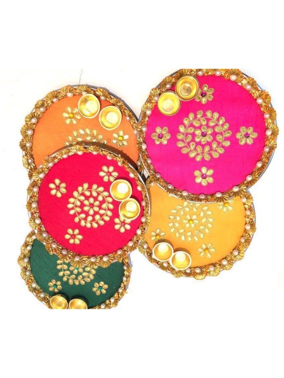 Hand Crafted Decorated gota thali