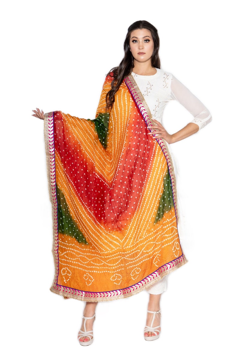 Silk Rajasthani Dupatta For Women/Girls Women dupatta, zari piping border and tassels pallu 