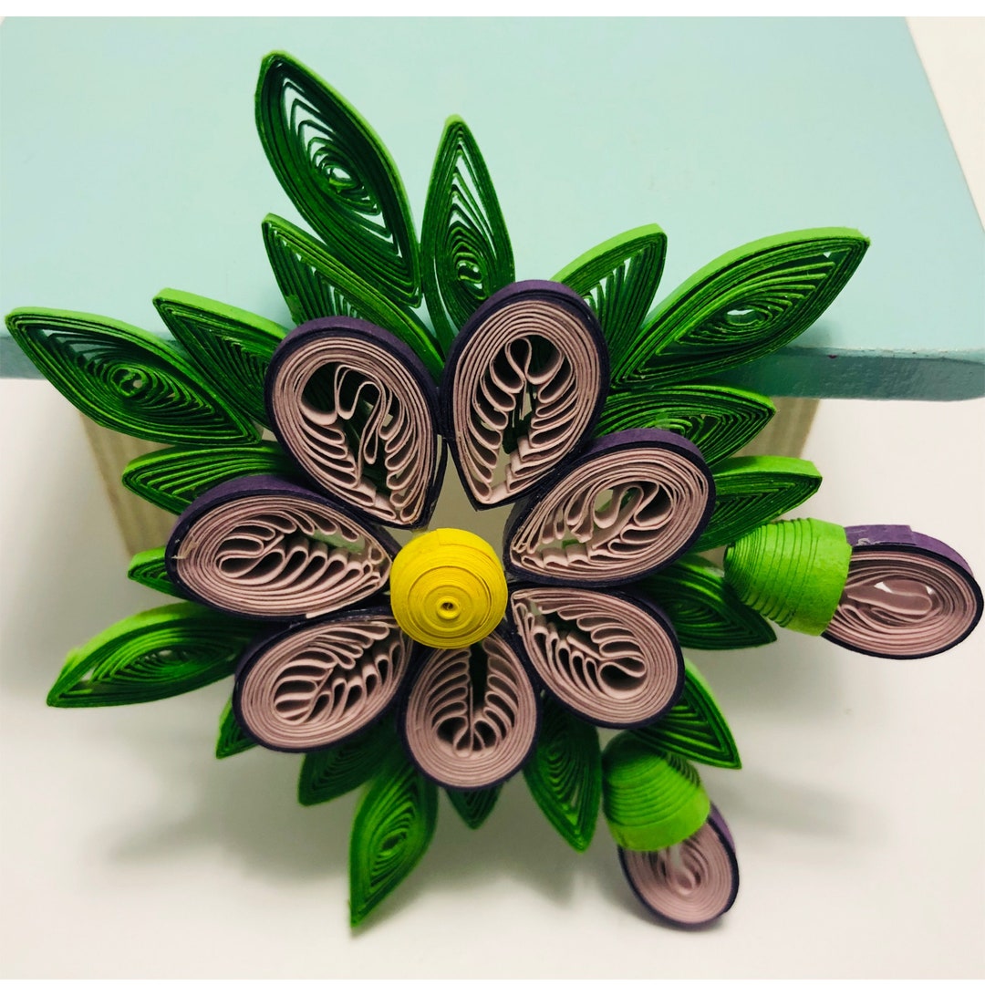 Floral Purple Quilled Flower With Buds Etsy