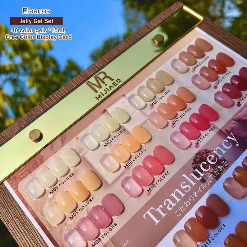 40 Pc Full Set Jelly Gel Nail Polish Korean Sheer Salon Gel Nails DIY