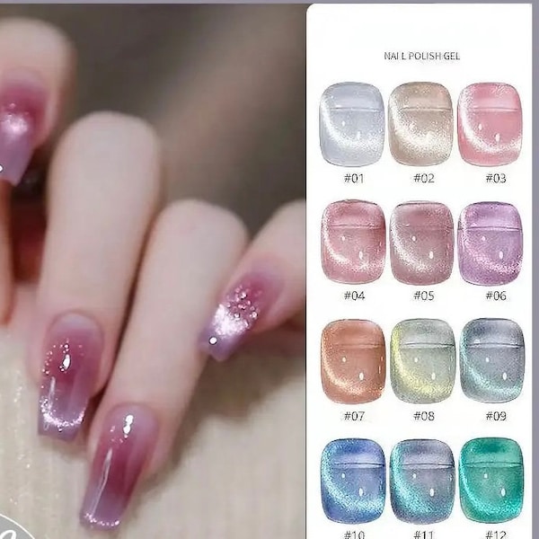 Pastel Magnetic Cat Eye Velvet Glitter Gel UV/LED Korean Nail Art DIY Nail Kit