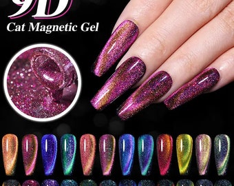 Esmalte de uñas de gel con brillo de ojo de gato magnético 9D UV / LED Arte de uñas coreano