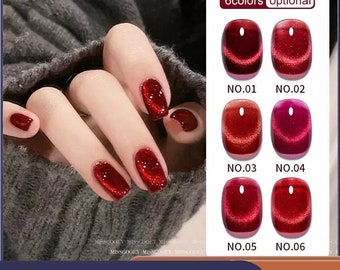 Ruby Red Magnetic Velvet Gel Nail Polish UV/LED Korean Glitter Nail Art DIY Nail Supplies