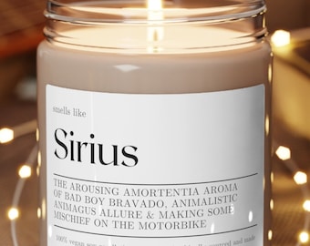 Smells Like Sirius Candle, fan gift, Black Wizard merch, Fictional Men Candles, Wizard School, Funny Candle Gift, Marauder Merch