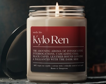 Smells Like Kylo Candle, fan gift, Fictional Men Candles, Reylo Candle Gift, Reylo Merch, Adam Driver candle