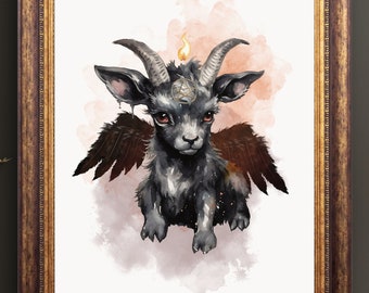 Baby Baphomet Printable, Black Phillip Print, Occult Art, Digital Download Poster, Magical Esoteric Wall Art Prints, Pagan Gifts, Mythical