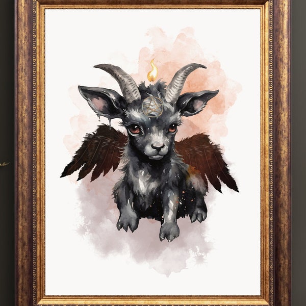 Baby Baphomet Printable, Black Phillip Print, Occult Art, Digital Download Poster, Magical Esoteric Wall Art Prints, Pagan Gifts, Mythical