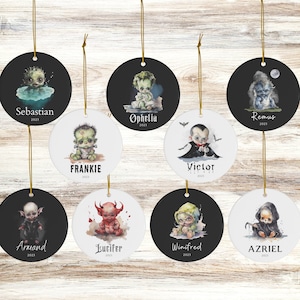 Personalized Spooky Ornament, Custom Name Ornament, Goth Christmas Decorations, Creepy Christmas Ornaments, Vintage Halloween Decorations