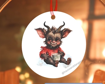 Baby Krampus Ornament | Goth Christmas Decorations | Creepy Christmas Ornaments | Holiday Decor | Ornament Handmade | Pagan Ornament