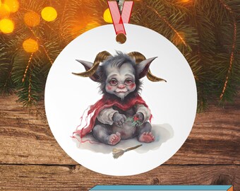 Baby Krampus Ornament | Goth Christmas Decorations | Creepy Christmas Ornaments | Holiday Decor | Ornament Handmade | Pagan Ornament