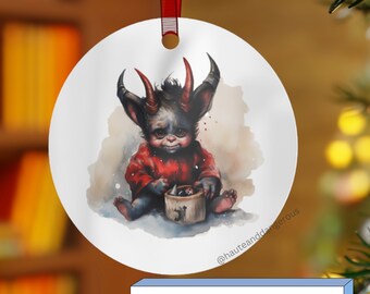 Baby Krampus Ornament | Goth Christmas Decorations | Creepy Christmas Ornaments | Holiday Decor | Ornament Handmade | Pagan Ornament