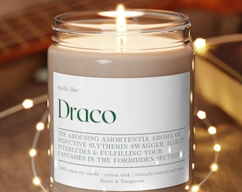 Smells Like Draco Candle, constellation fan gift, Wizard merch, Fictional Men Candles, Wizard School, Dramione Candle Gift, Dramione Merch