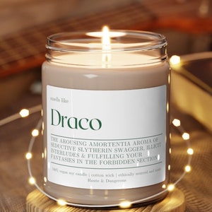 Smells Like Draco Candle, constellation fan gift, Wizard merch, Fictional Men Candles, Wizard School, Dramione Candle Gift, Dramione Merch