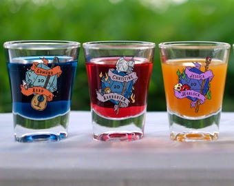 Personalized DnD Shot Glass with Name / class, Customizable Dungeons and Dragons Class Personalized D&D Gifts dice Custom Gifts wedding