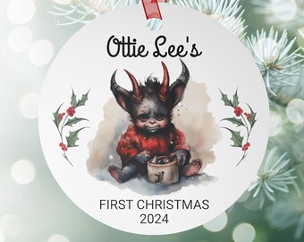 Cute Krampus Christmas Tree Ornament | Goth Christmas Decoration | Custom Baby Ornament | Gothic Baby Decor Personalized Stocking Stuffer