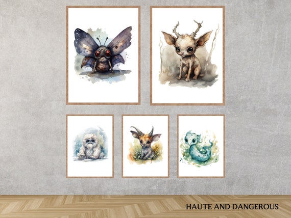 Cryptid Nursery Art Printable Set of 5, DIY Nursery Decor, Baby
