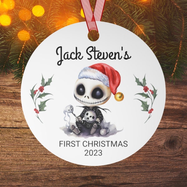 Personalized Baby's First Christmas Jack Ornament | Goth Christmas Decoration | Custom Baby Ornament | Pagan Ornament | Gothic Baby Decor