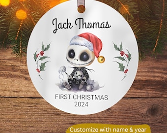 Ornamento personalizzato per il primo Natale del bambino / Decorazione natalizia gotica / Ornamento personalizzato per bambini / Ornamento pagano / Decorazione gotica per bambini