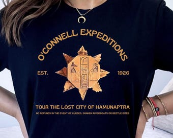 O'Connell Expeditions-skjorta, Mumien-skjortan, Brendan Fraser, Mumien 1999, Brendan Fraser-t-shirt, filmälskare-present, Hamunaptra Key, t-shirt