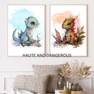 Dragon Nursery Art Printable Set of 8, DIY Nursery Decor, Baby Dragons ...