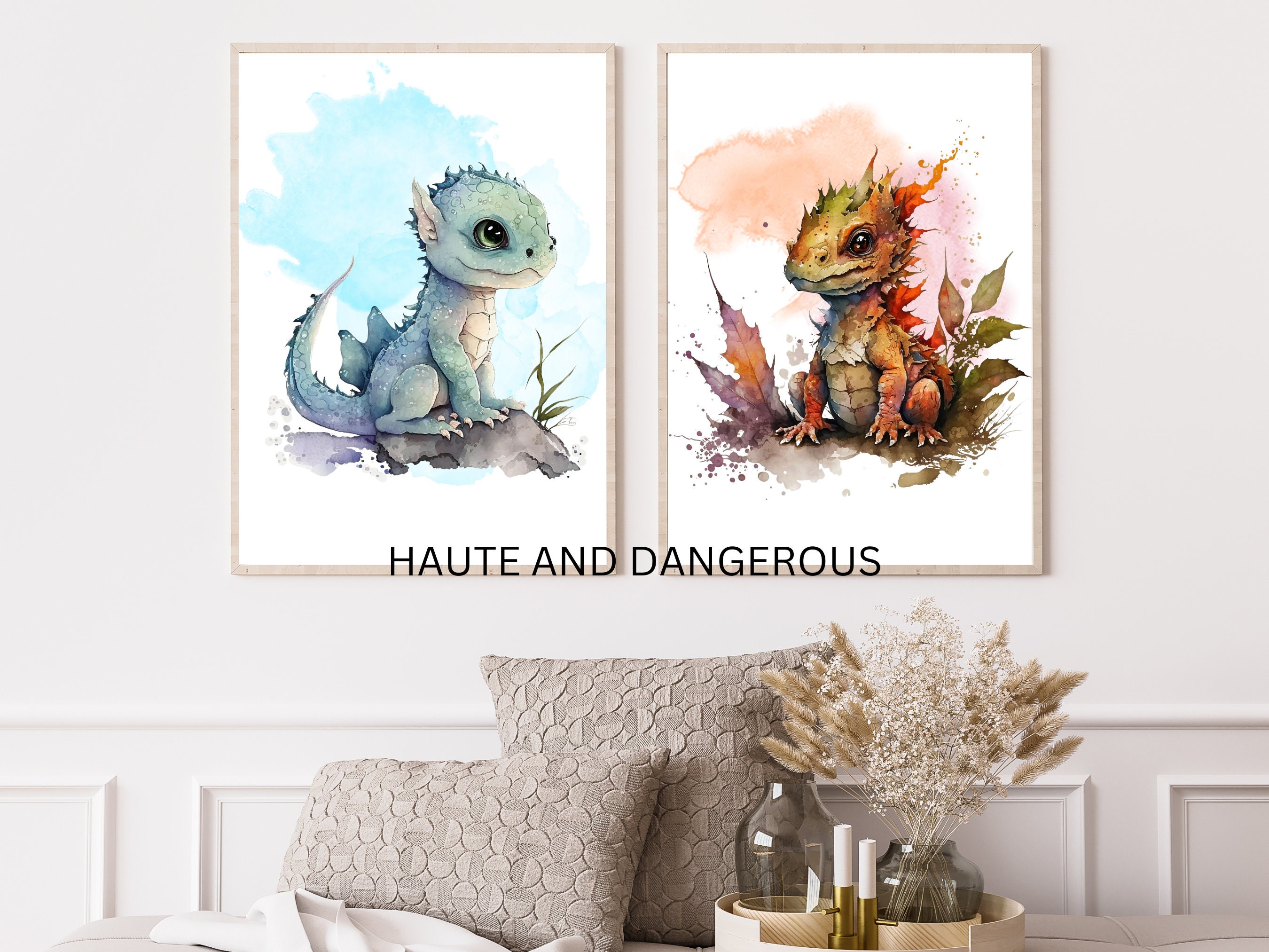 Dragon Nursery Art Printable Set of 8, DIY Nursery Decor, Baby Dragons ...