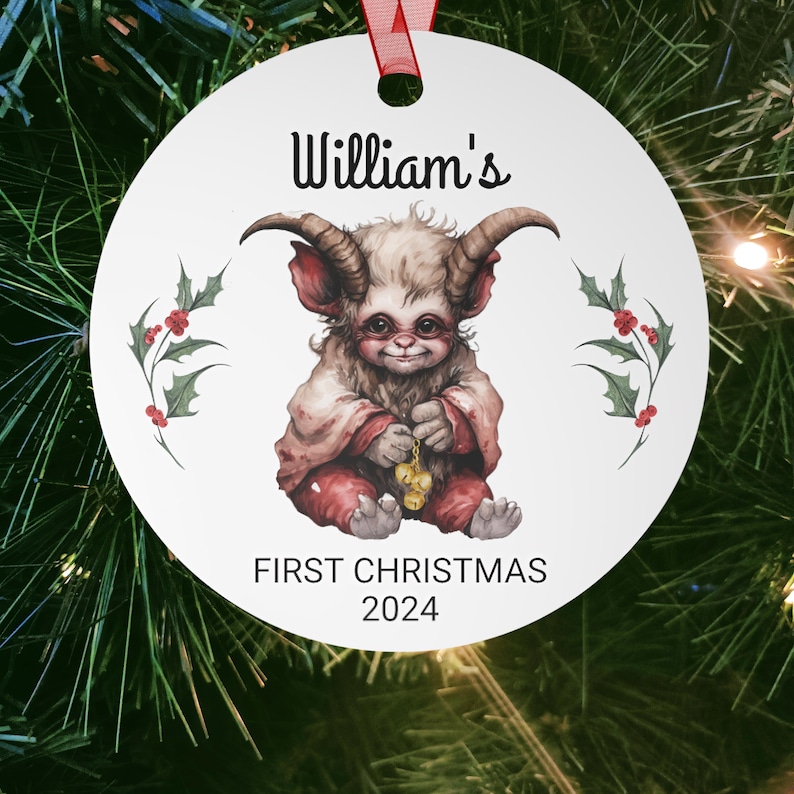 Personalized Baby's First Christmas Krampus Ornament Goth Christmas