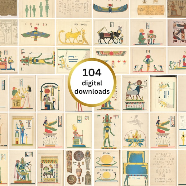 Ancient Egypt 104 images Wall Art Printable Mega Bundle Ancient Egyptian paper mythology hieroglyphics decor gallery wall digital download