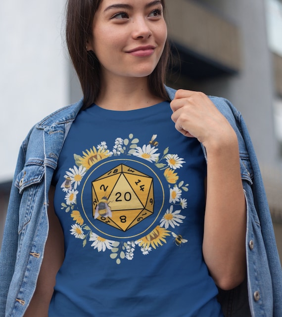 Bee DND shirt, Dnd t shirt women, D20 shirt, Dungeons and Dragons shirt, D&d Tee Women, Dnd Dice, Dungeon Master Shirt, Bees Botanical TTRPG