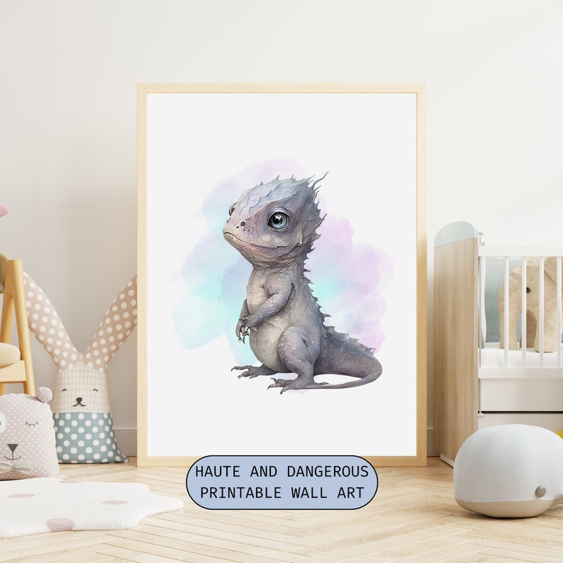 Dragon Nursery Art Pastel Printable Set of 8, DIY Nursery Decor, Baby ...