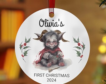 Personalized Baby's First Christmas Krampus Ornament | Goth Christmas Decoration | Custom Baby Ornament | Pagan Ornament | Gothic Baby Decor