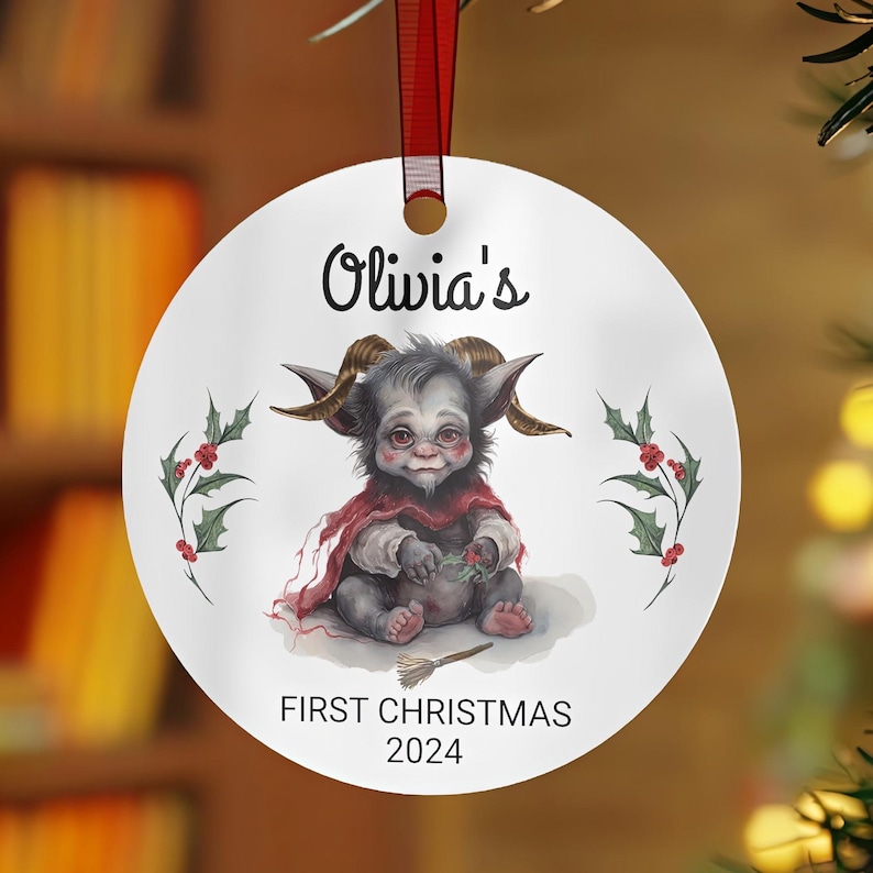 Personalized Baby's First Christmas Krampus Ornament Goth Christmas