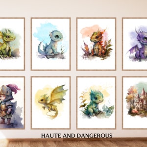 Dragon Nursery Art Printable Set of 8, DIY Nursery Decor, Baby Dragons ...