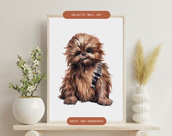 Baby Chewie Printable, Star Galaxy Wars Nursery Art, Art Print, Digital Download Poster Nursery Wall Decor, Kid's Children's Room Art Prints
