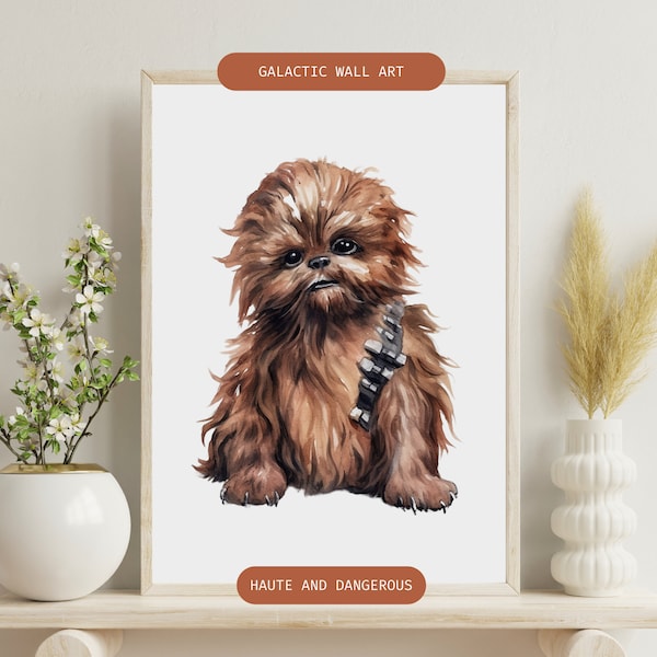 Baby Chewie Printable, Star Galaxy Wars Nursery Art, Art Print, Digital Download Poster Nursery Wall Decor, Kid's Children's Room Art Prints