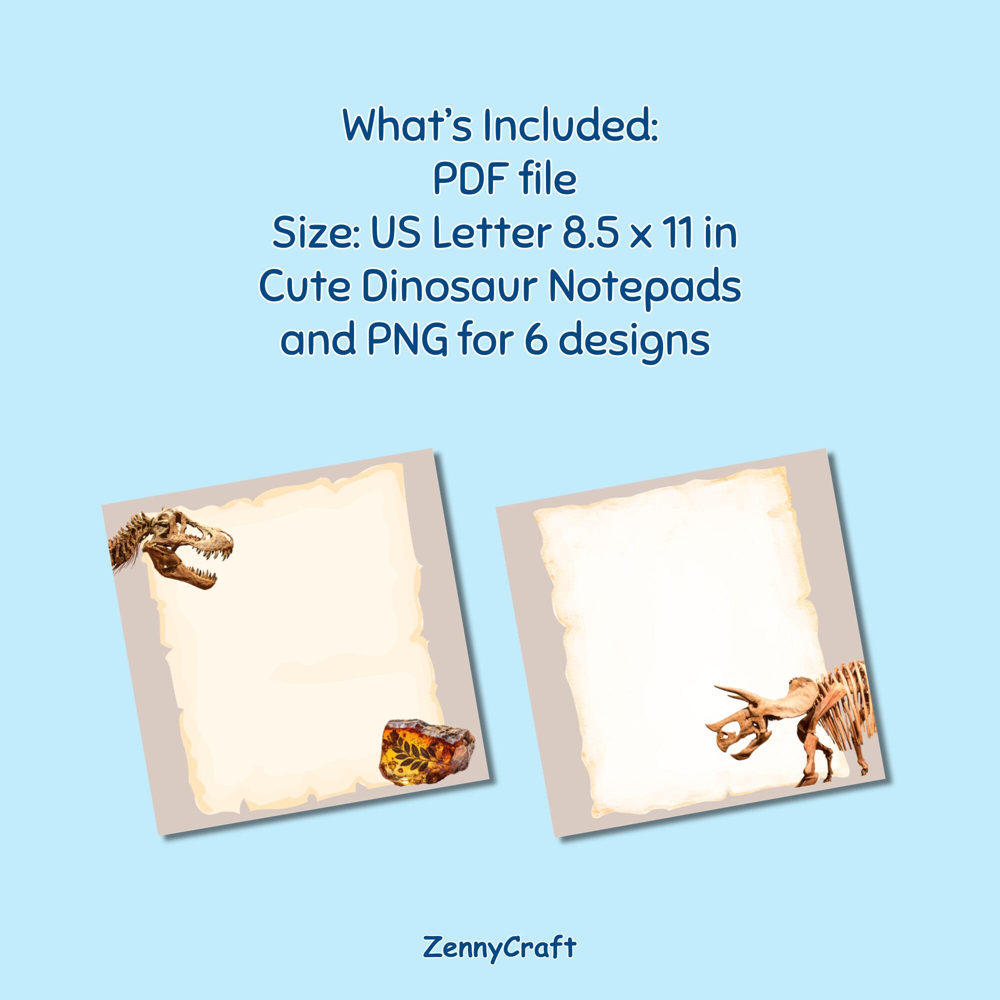 Dinosaur Fossil Printable Notepad PDF PNG, Dino Notes Template, Kids ...