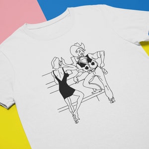 Lesbian Cartoon | Girls Vintage Cartoon Lesbian Flirt Shirt Lgbt Queer Love | Unisex T-Shirt