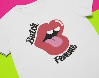 Butch Femme Lips T-shirt: LGBTQ Pride uniseks T-shirt
