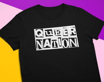 Queer Nation Black T-Shirt: Vintage Pride Outfit
