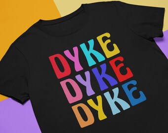 DYKE Repeat T-Shirt | Hippie Vintage Pride, Unisex