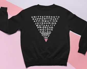 Orgullo caring amor triángulo / Vintage cartel gay liberación rosa triángulo lgbt / unisex sudadera