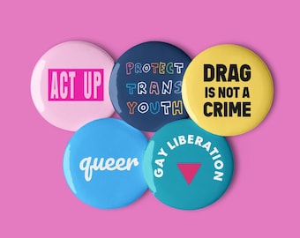 LGBTQ Pride Pin Button Pack (Set of 5): Queer Gay Liberation Rights