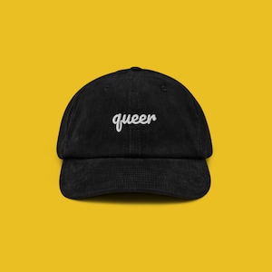 QUEER Embroidered Corduroy Hat | Gay Liberation LGBTQ Pride Queer Nation Tomboy Clothing Vintage Style