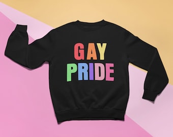 Gay Pride Sweatshirt: Rainbow Color LGBTQ Unisex Crew Neck